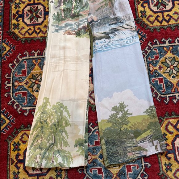 Stella McCartney Landscape Print Wide Leg Pants EUC Silky High Rise River Forest - Picture 4 of 6